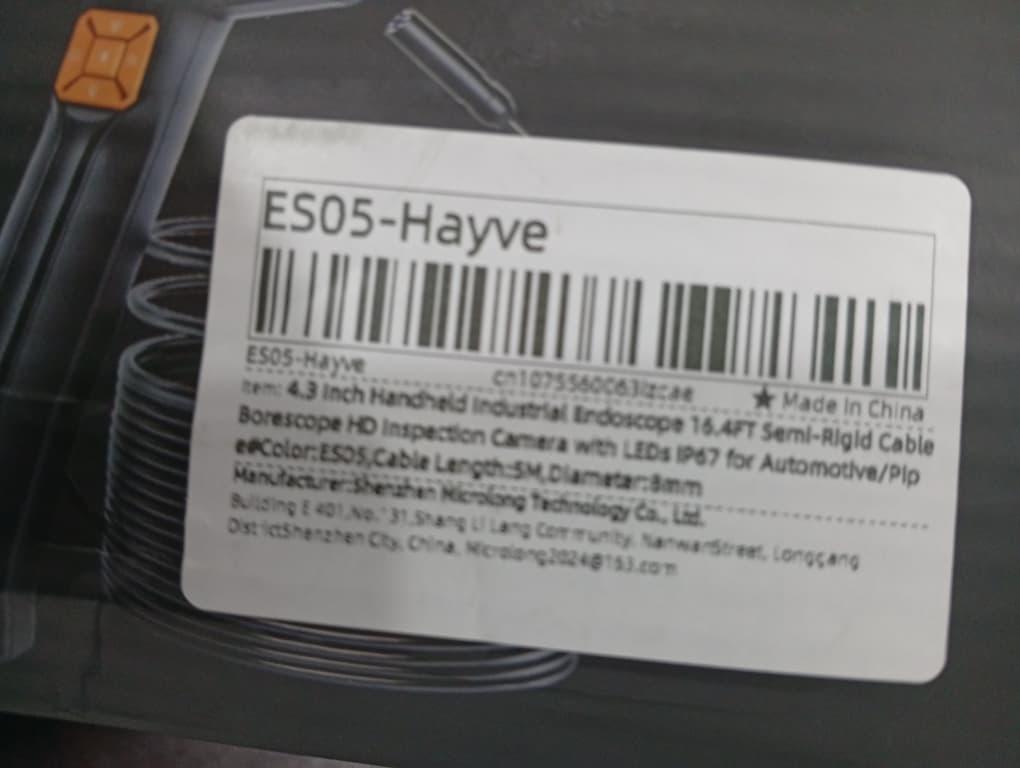 ES05-Hayve Borescope — Boxed Kit (Cable + Camera)